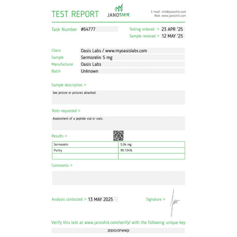 Sermorlin 5mg COA Sermorlin 5mg COA
